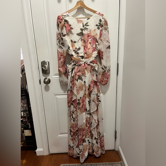 Xscape Avalee long sleeve chiffon floral maxi dress - Picture 8 of 11